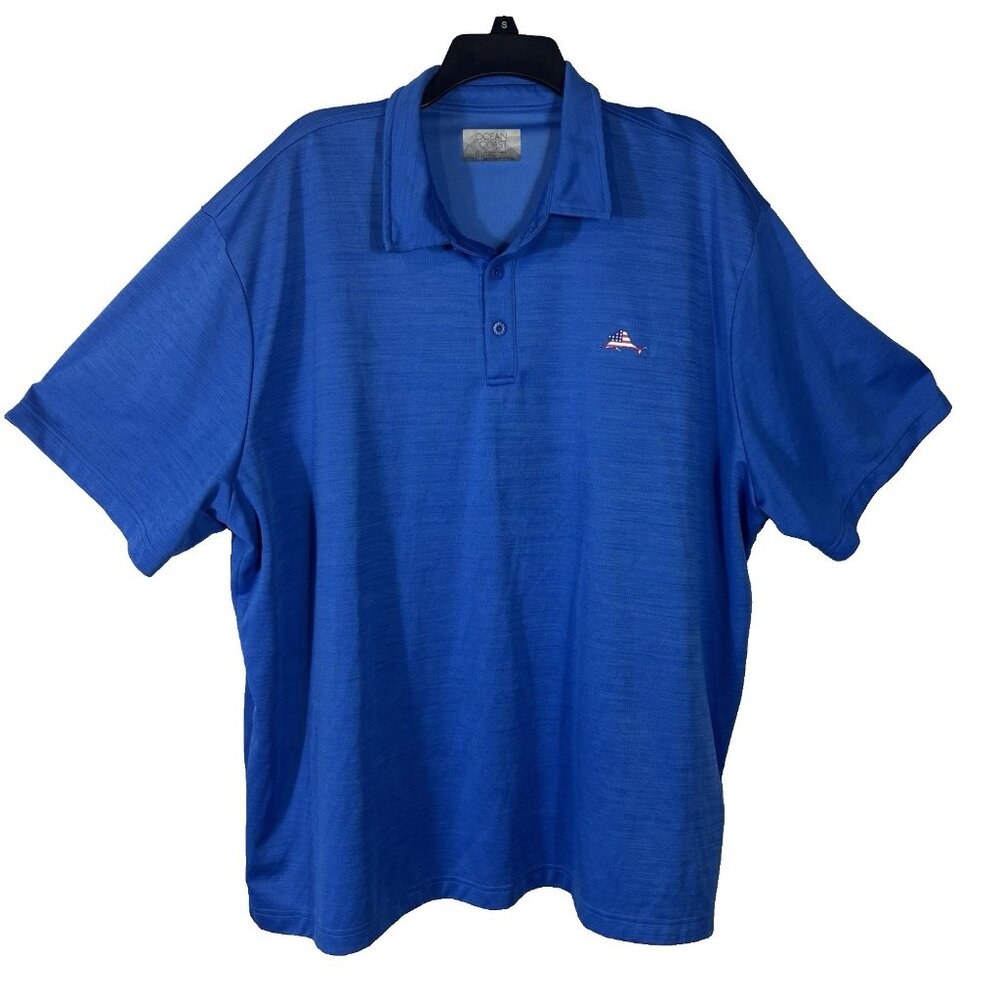 Lot Of 3 Ocean Coast Mens Polo Shirts Blue 3XLT Button Golf Outdoor Tennis Fish - Picture 9 of 14